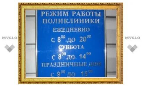 График работы заводской поликлиники