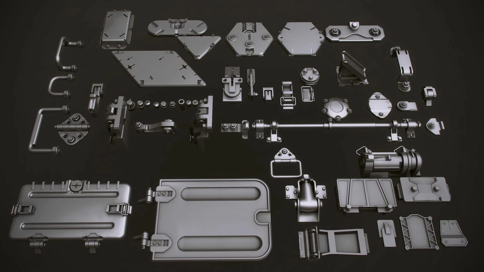 Curjupi kit. Kitbash 3d. hard surface детали. kitbash3d - aftermath. kitbash3d machinery.