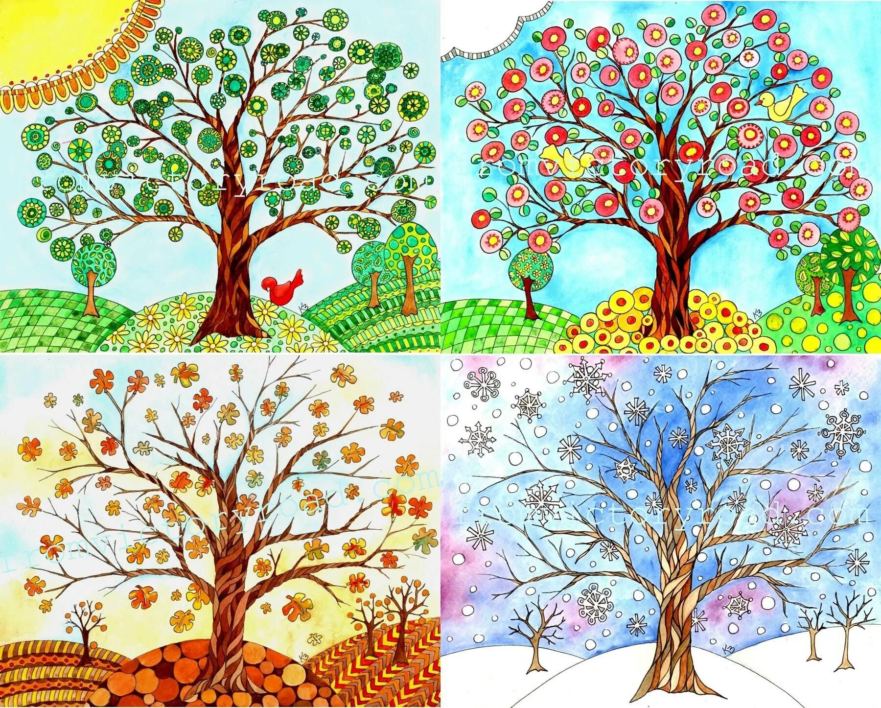 Дерево всех времен года. Времена года рисунок. Пейзажи по временам года для дошкольников. Время года для второй