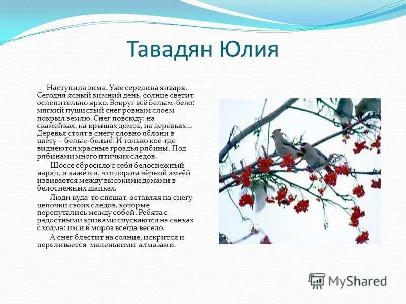 Сочинение на тему зимний день. Сочинение на тему зимний день
