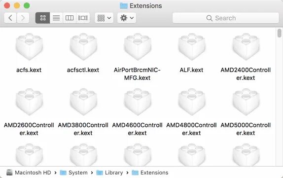 Extension library. /System/Library/Extensions/. Mac private var folders.