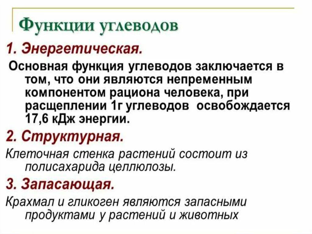 Углеводы выполняют множество важных функций