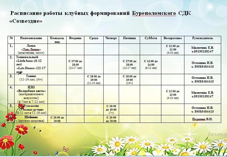 Расписание афиши молодежном центре. Расписание кружков. Расписание кружков и секций в школе. Расписание кружков в лагере. Расписание кружков шаблон.