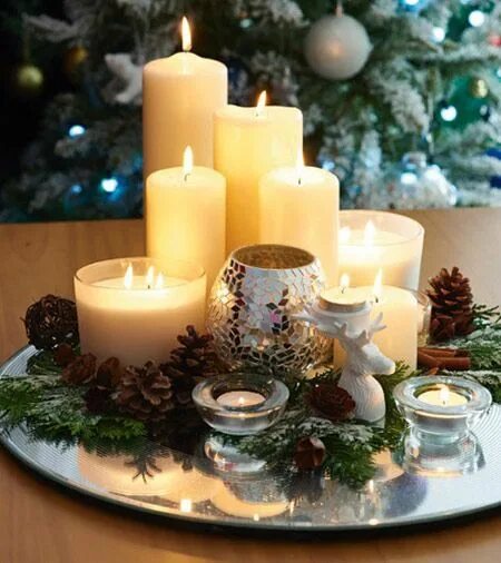 Новогодняя композиция в ящике со свечей и ангелом Christmas candle centerpiece