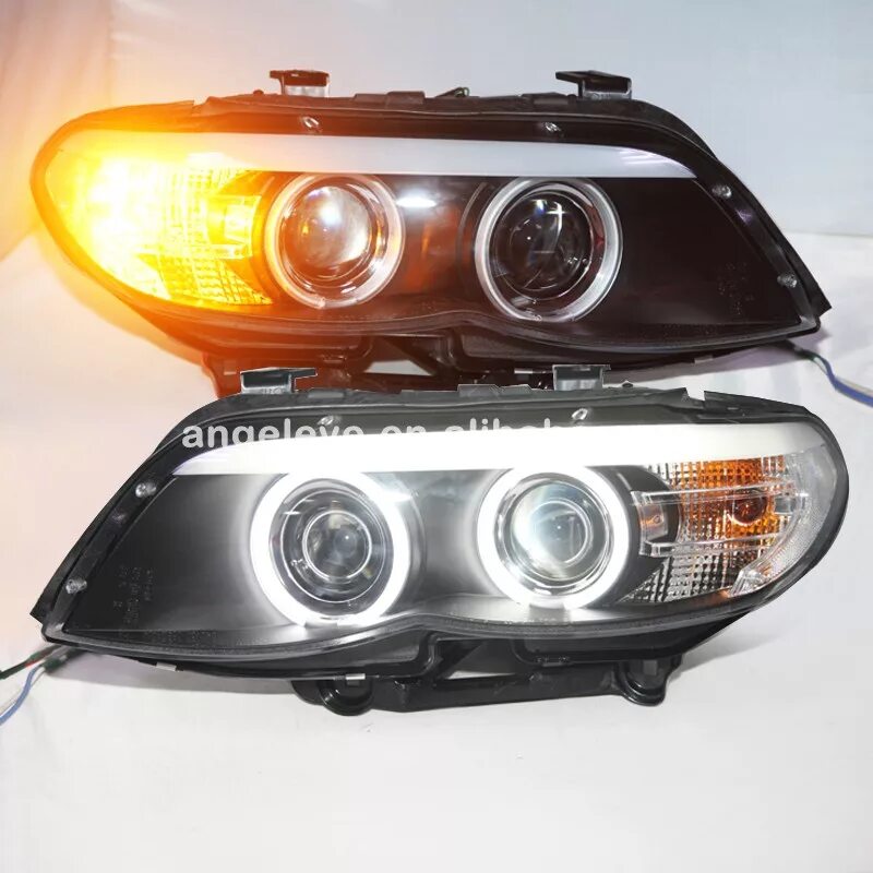 Фара bmw x5 e53. BMW x5 e53 фара. Фары BMW x5 e53 дорестайл. Led фары для BMW e53. E53 Angel Eyes BMW.