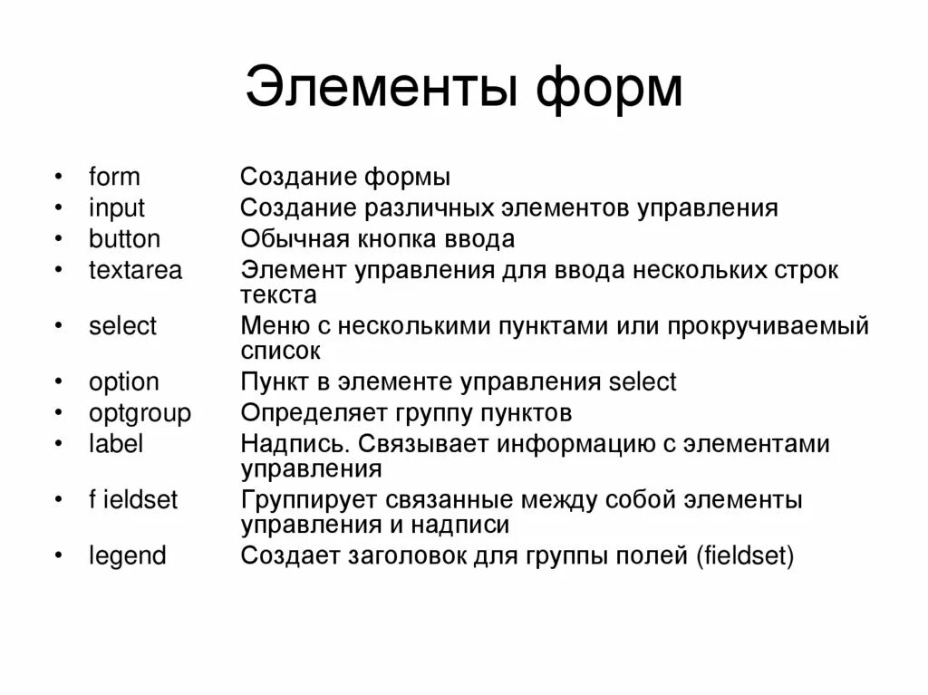 Название элементов формы. Элементы формы html. Основные элементы html-форм. Назовите элементы формы. Виды форменных элементов.