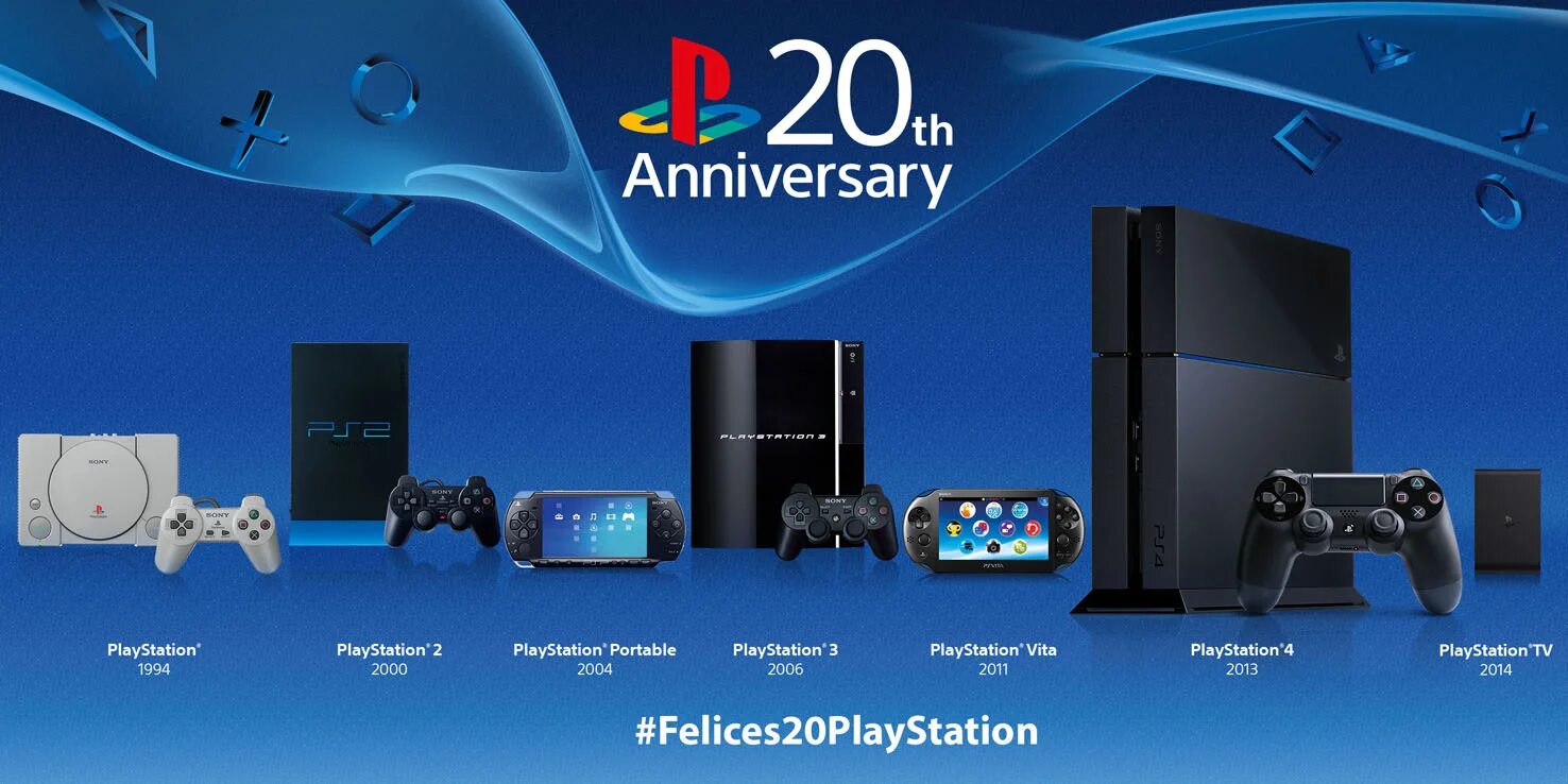 Какого года вышла playstation. Sony PLAYSTATION 4 20th Anniversary. Sony PLAYSTATION Эволюция приставок. PLAYSTATION 1 PLAYSTATION 2 PLAYSTATION 3 PLAYSTATION 4 PLAYSTATION 5. Sony PLAYSTATION все модели по порядку.