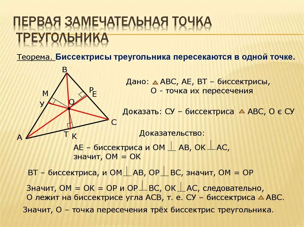 Доказательство пересечения биссектрис треугольника в одной точке. Пересекаются ли биссектрисы треугольника. Биссектрисы треугольника пересекаются в одной точке. Биссектрисы треугольника пересекаются в одной точке доказательство. Сформулируйте и докажите свойство биссектрисы угла