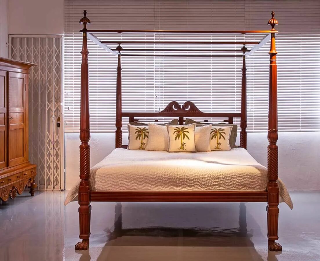 B0k3p india. Indian Bed. Bed Antique Modern Curved Headboard Wave. Canopy Design Bed. Four poster Bed.