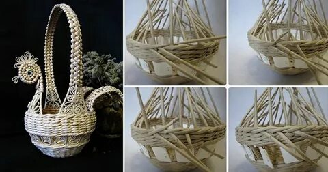 Корзинка из бумажной лозы мастер класс