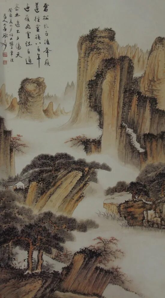 гохуа китайская. китайская живопись гохуа пейзаж. китайская живопись гохуа горы. национальная живопись в китае гохуа. живопись китая гохуа.