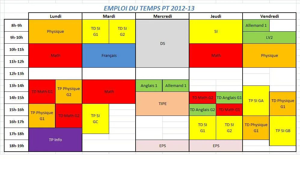 Emploi du Temps a l ecole francaise. Le category du Temps. Precision du Temps en Francais. De temps un temps