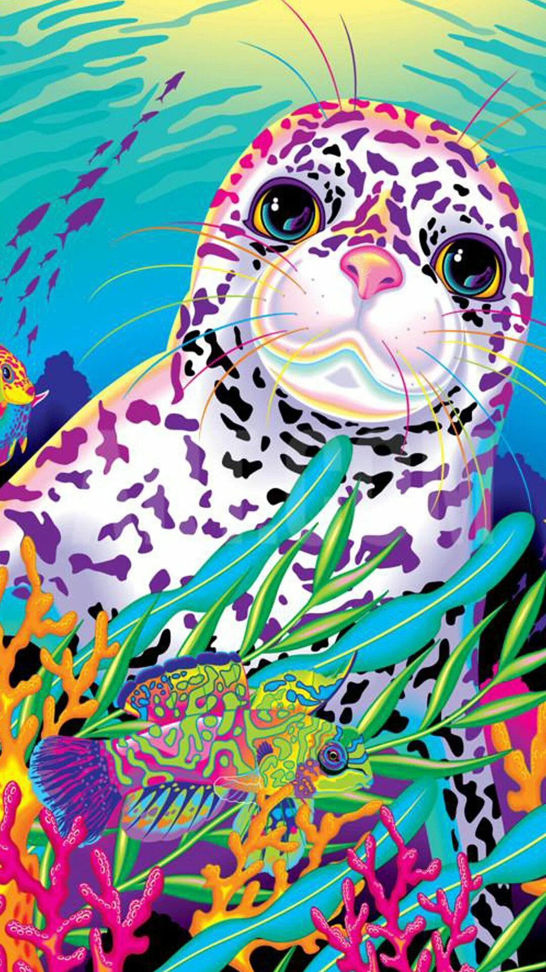 Lisa frank. Красочные рисунки. Радужный тюлень.