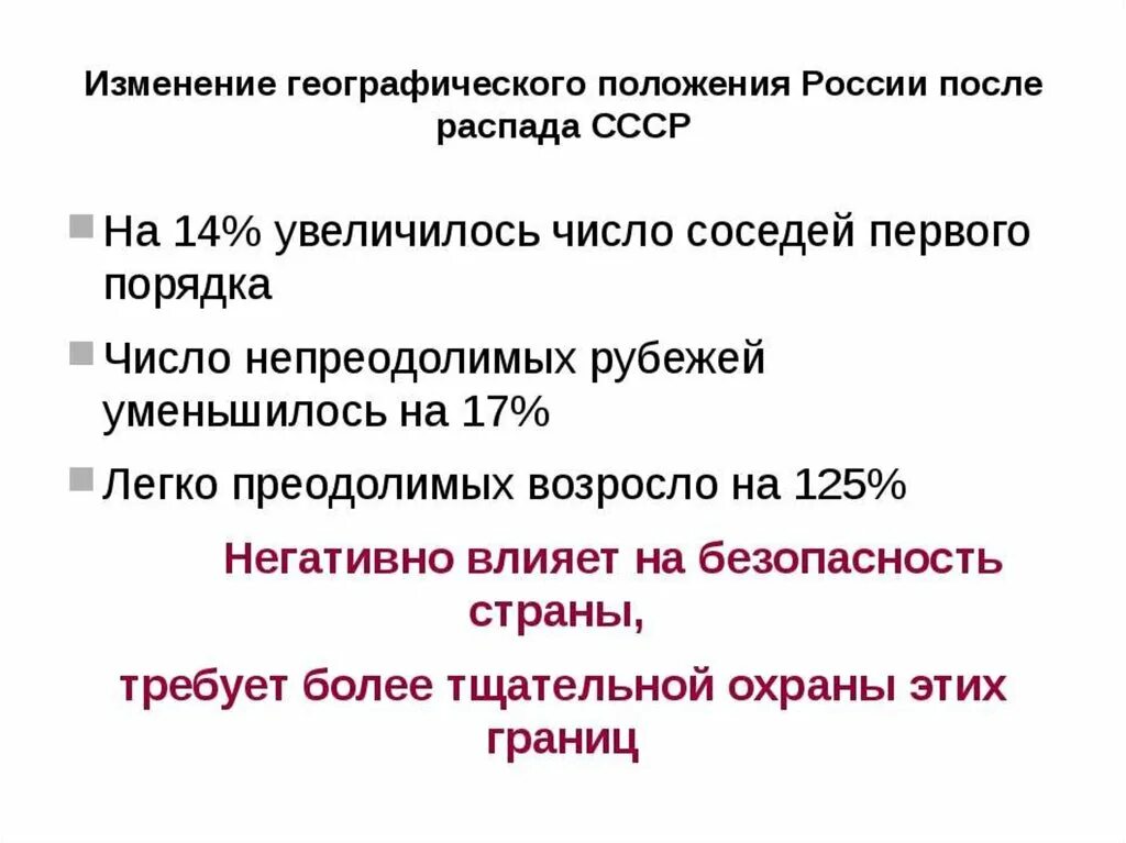 Изменения произошедшие после распада ссср. Изменения после распада СССР. Изменение географического положения России. Географическое положение России после распада СССР. Изменения в географическом положении России после распада СССР.