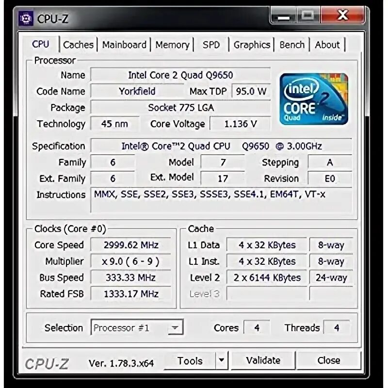 Intel core quad q9650 характеристики. Quad q9650 cpu z. intel core 2 quad q9650 cpu z. quad core cpu 3.0 ghz характеристики. core 2 quad q8200s cpu z.