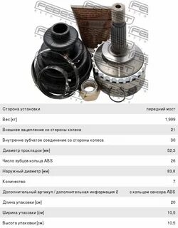 Размер наружного шруса логан 1