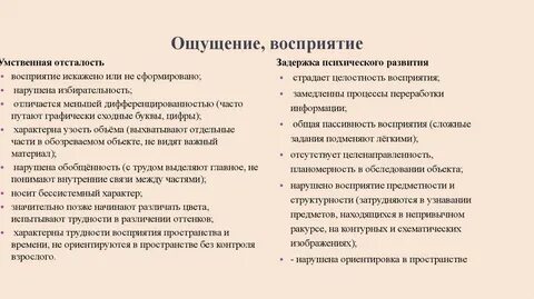 Зрительное восприятие умственно отсталых