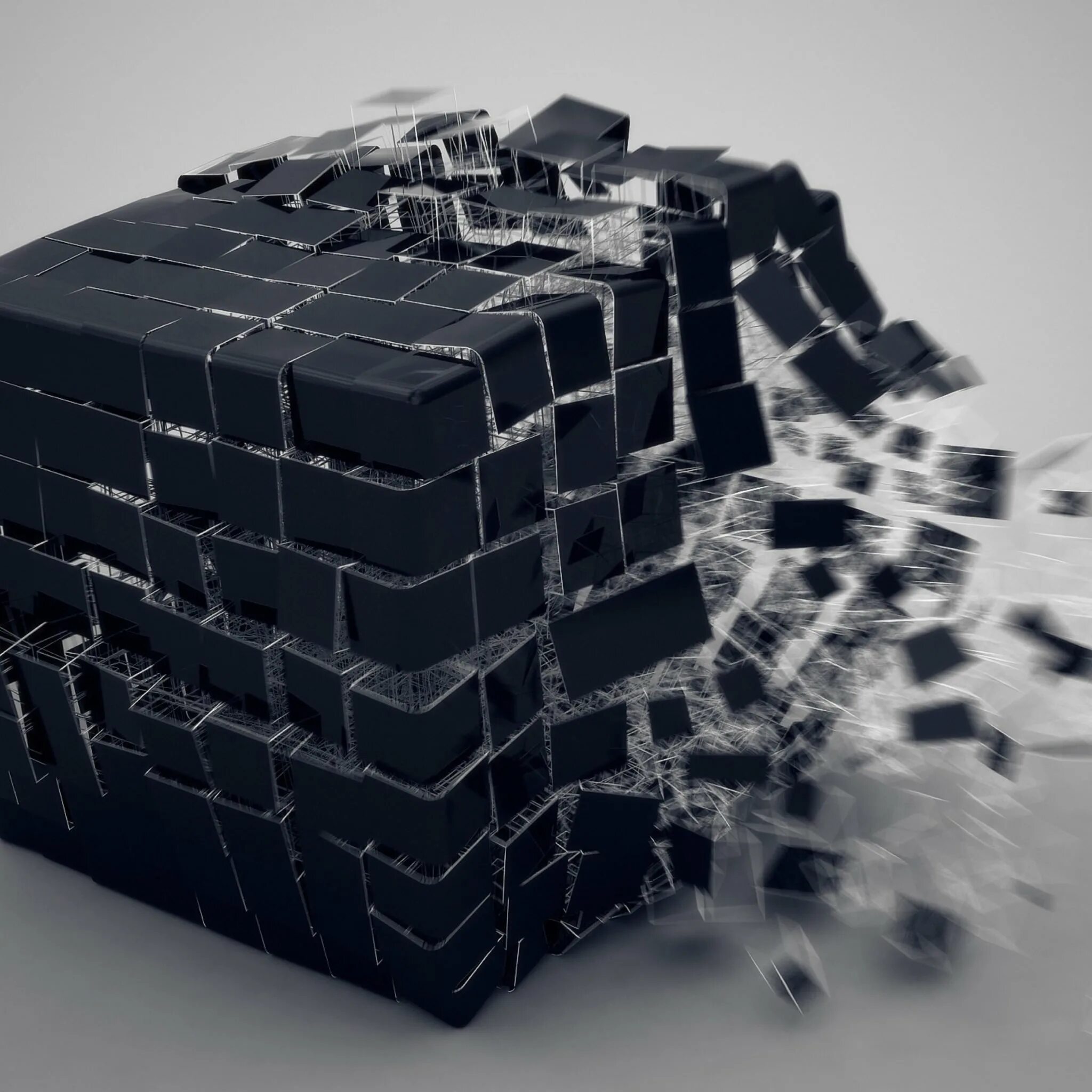 Черный кубик. Кубик d3. Футуристический куб. Разрушение абстракция. 3д разрушать
