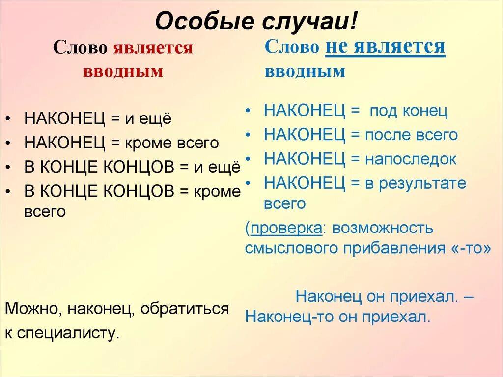 Самое главное вводное. Вводные слова в конце. В конце концов вводное слово. Наконец вводное слово. Наконец как вводное слово примеры.