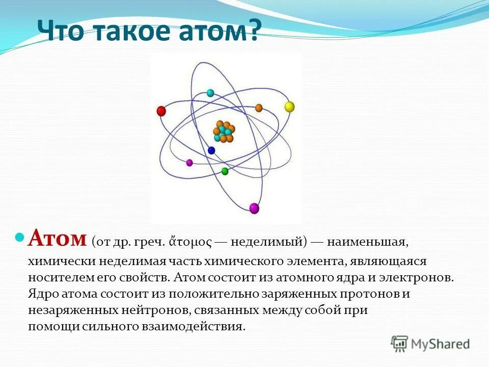 Выберите несколько вариантов атом это