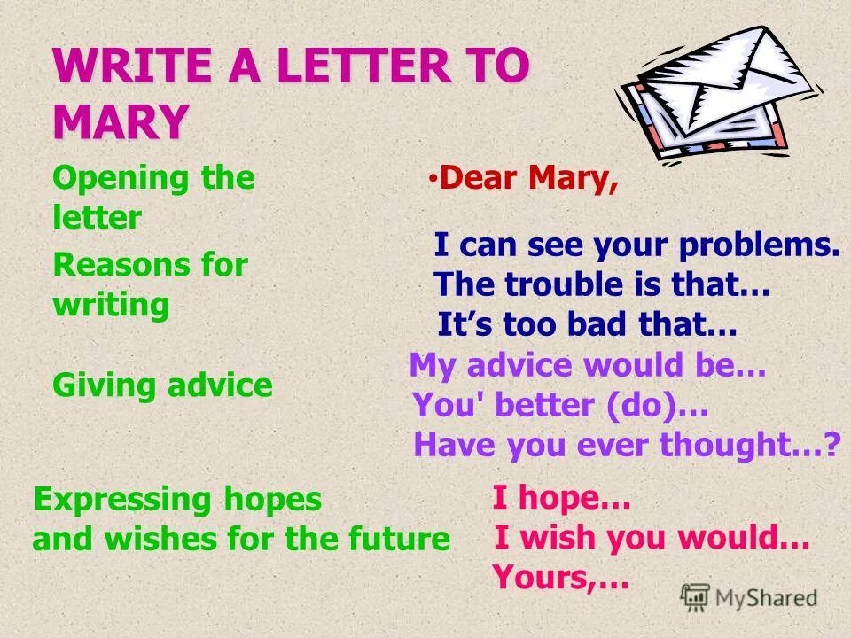 Take write me a letter. Letter of advice пример. Advice Letter examples. Letter of advice задания. Letters of advice письмо.