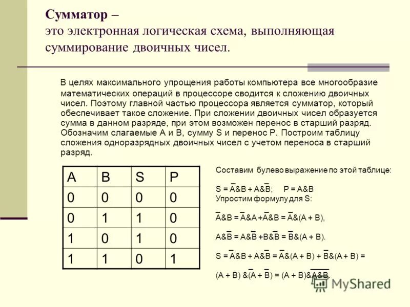 Сумматор двоичных чисел. Сумматор двоичных чисел схема. Сумматор двоичных чисел. Полусумматор двоичных чисел. Сумматор двухразрядных двоичных чисел.