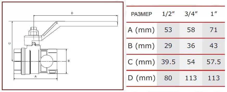 Размеры кранов в мм