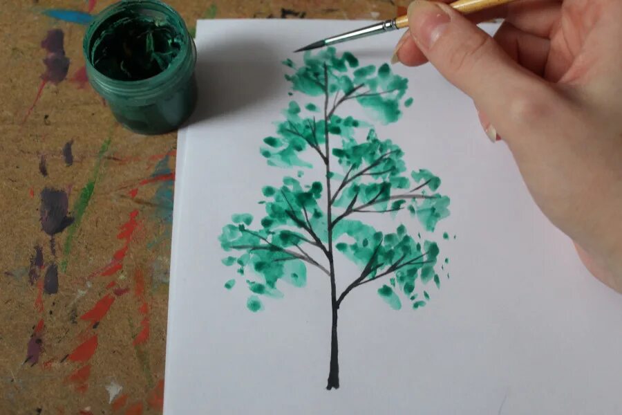 Дерево для рисования. Необычные способы рисования для детей. Краска для дерева. Техника рисования дерева для детей. Урок дерево 8 класс