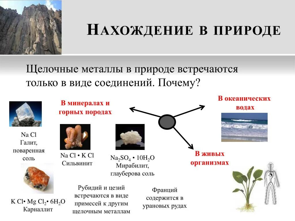 Какие металлы встречаются только в соединениях. Нахождение в природе металлов 1 а группы. Нахождение в природе. Нахождение в природе щелочей. Нахождение в природе щелочных металлов.