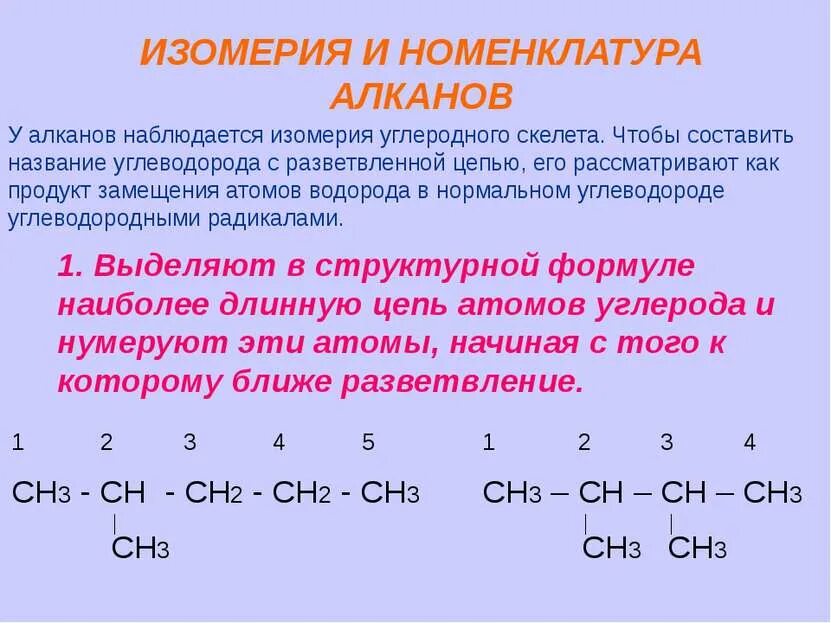 Алканы июпак. Алканы строение изомерия. Изомерия и номенклатура алканов. Цепи по химии изомерия и номенклатура. Алканы химические свойства номенклатура изомерия строения.