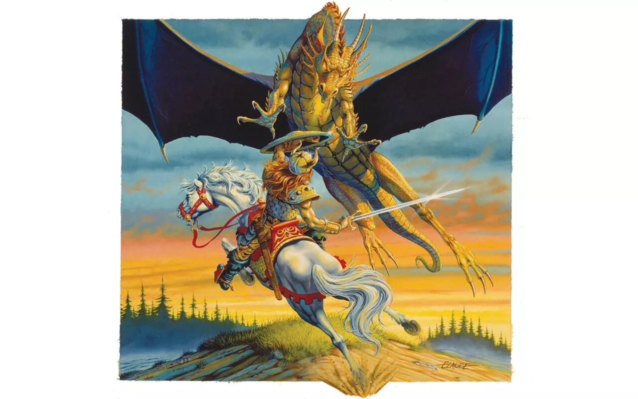 Рыцарь дракон одержим маркграфом. Ларри элмор dragonlance. ларри элмор картины dragonlance. larry elmore фэнтези. картины ларри элмор драконы.