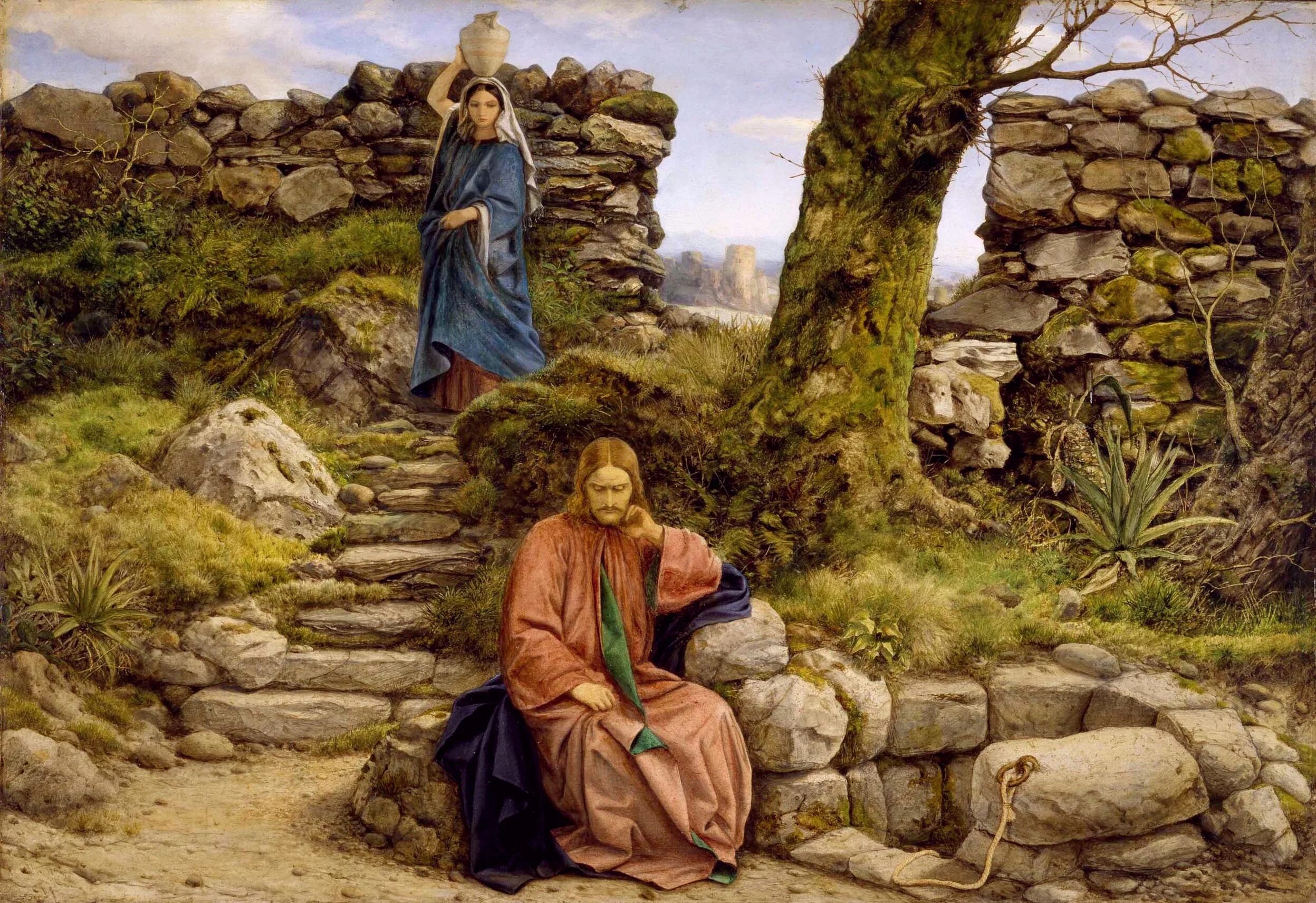 Христос и самарянка. Иисус Христос и самарянка. Уильям Дайс – самаритянка. Иисус Христос и самарянка у колодца картина. Христос и самаритянка картина Уильям.