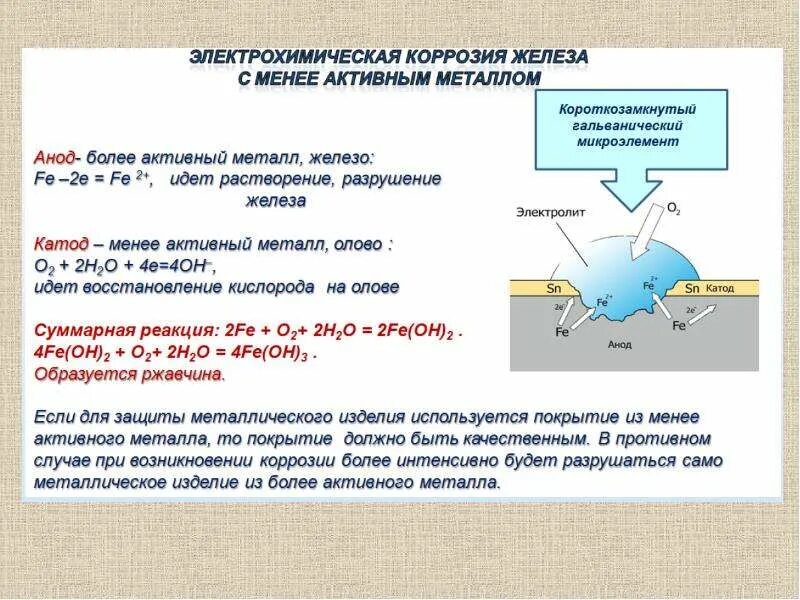 Какой металл будет подвергаться коррозии. Схема электрохимической коррозии металла. электрохимическая коррозия схема. электрохимическая защита металлов от коррозии. уравнение реакции электрохимической коррозии.