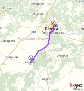 Калуга кондрово расстояние