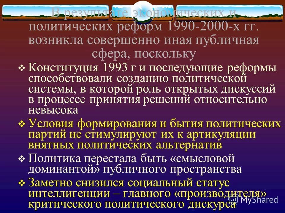 Социально экономические реформы 1990