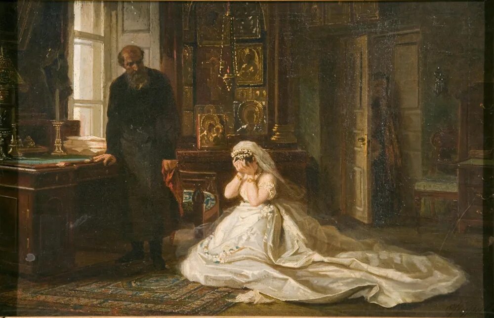 Художник Фирс Журавлев, "перед венцом". 1874. Перед венцом Фирс журавлёв 1874. Фирс Журавлев перед венцом. Фирс Журавлев перед венцом картина. Картина плачущая невеста