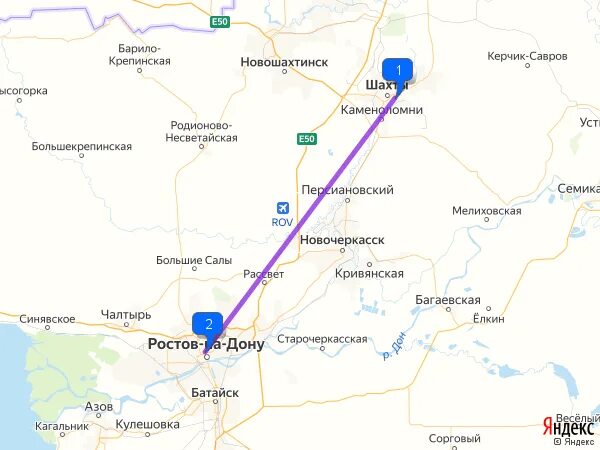 Ростов на дону шахты расстояние на машине