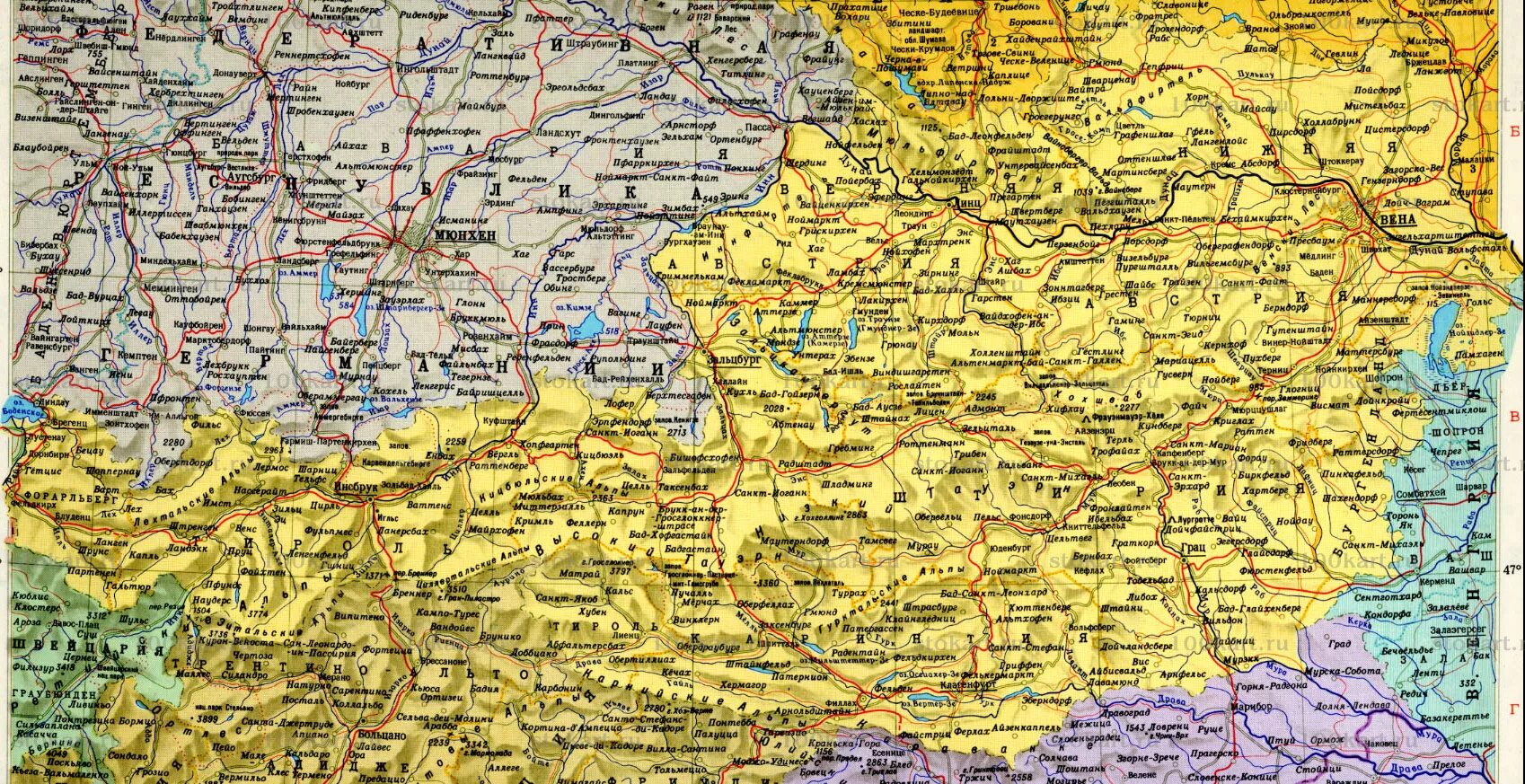 карта австрии с федеральными землями. карта австрии на русском языке с городами подробная. карта австрии на русском языке с городами. политическая карта австрии на русском языке. карта австрии на русском.
