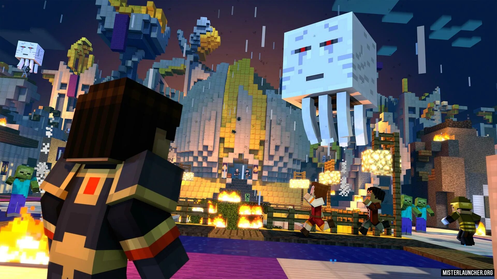 Story mode на пк. Minecraft story mode 5 эпизод. minecraft story mode 1 сезон. minecraft story mode город. фильм нетфликс майнкрафт.