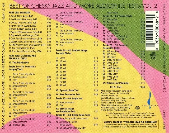 Sound test 2. Best of chesky jazz and more audiophile tests volume 2. best of chesky classics &amp; jazz and audiophile test. audiophile sound test ii b-side. chesky records the best.