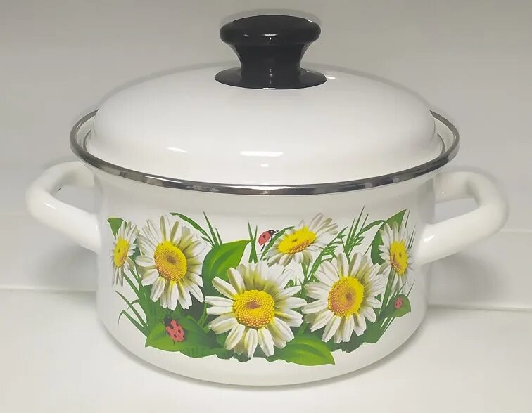 набор вишневый сад-1 (бел. (кастр 2,0л,3,0л,4,0л). керченская эмаль. сфер. кастрюля эмаль 4,0л gazpacho.