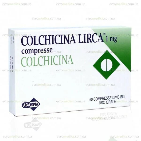 Колхицин Италия 1 мг 60 табл.. ACARPIA colchicina Lirca 1 MG колхицин 60 табл. Колхицин Италия.