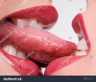 Beautiful Female Lovers Kissing With Tongues Out Stock Photo 46726204.
