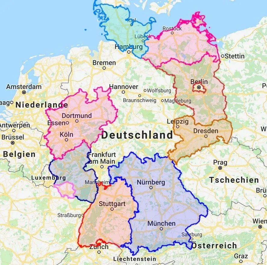 Карта германии 2023. Карта Германии 16 земель. Карта Германии с федеральными землями. Карта Германии с 16 федеральными землями. Федеративная карта Германии.