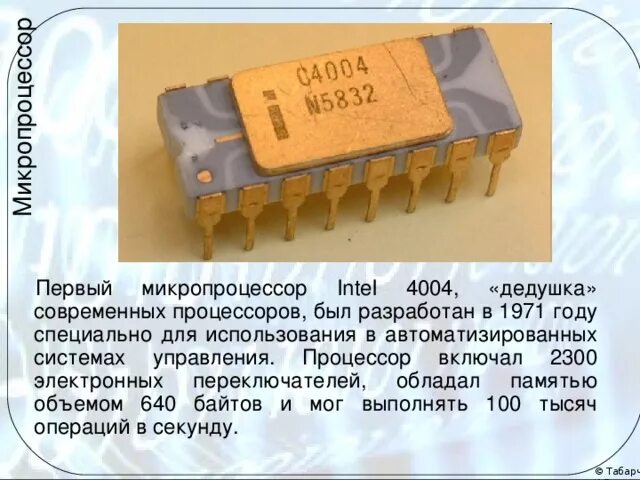 В каком году был разработан. Процессоры 1971 года Intel 4004. Первый 4-разрядный микропроцессор Intel-4004. Фирма Intel выпустила свой первый микропроцессор — модель 4004. Первый микропроцессор Intel 1971 год.