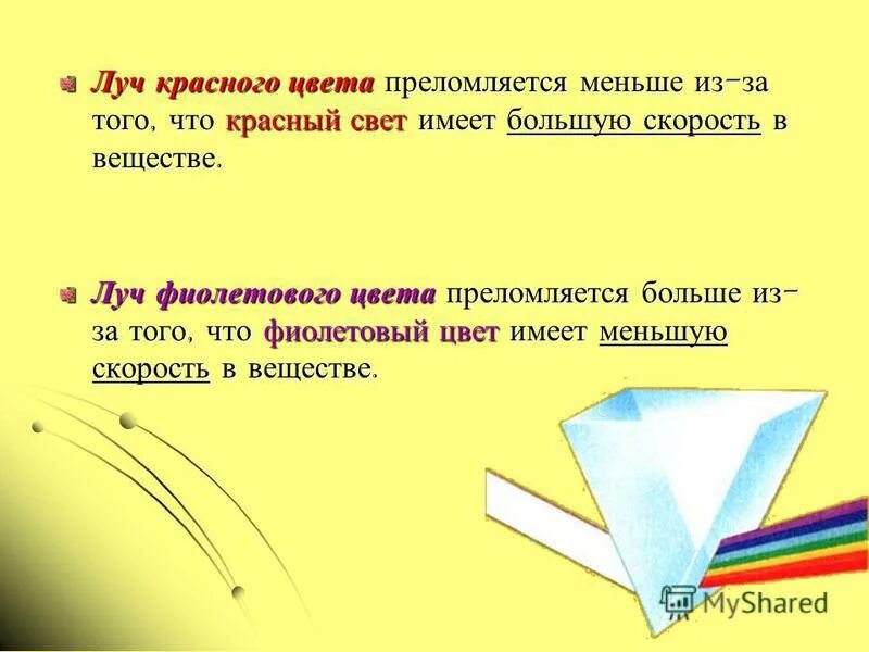 Почему преломляется свет на границе двух сред. Лучи какого цвета преломляются больше всего. Почему свет преломляется.