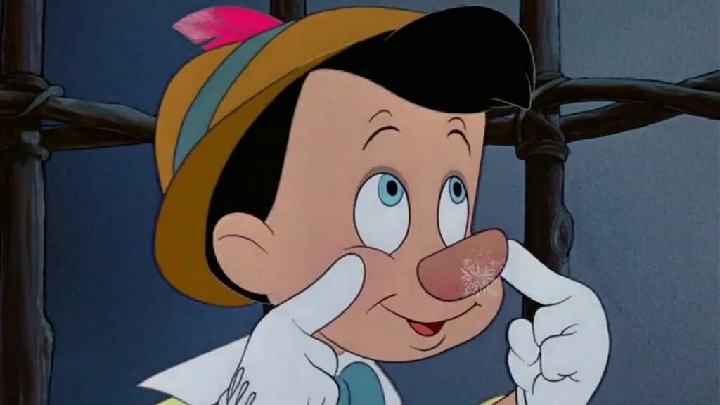 От вранья растет. Пиноккио. Нос Пиноккио. Длинный нос Пиноккио.