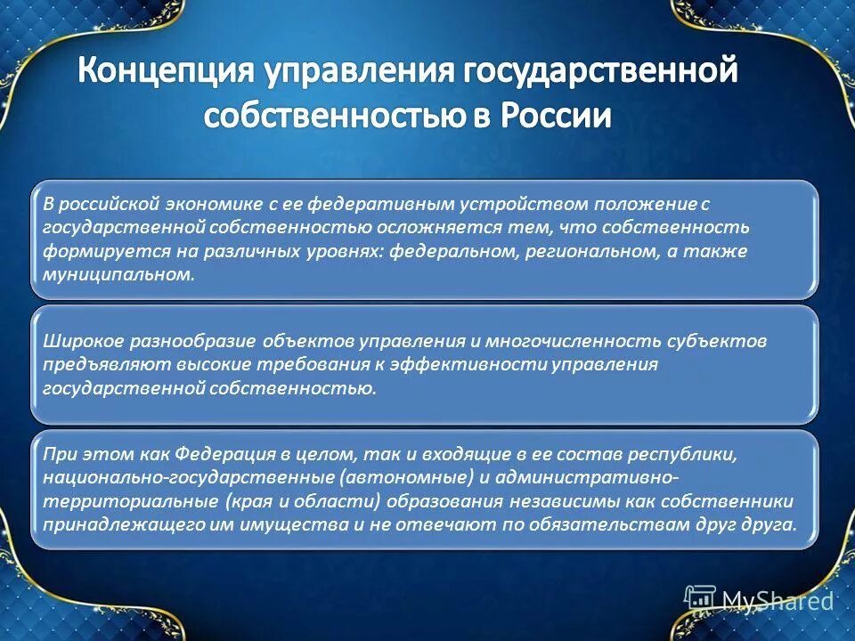 Государственная региональная собственность. Федеральная государственная собственность и ее объекты. Понятие управления государственной собственностью. Управление Федеральной государственной собственностью. Управление государственным имуществом в российской федерации