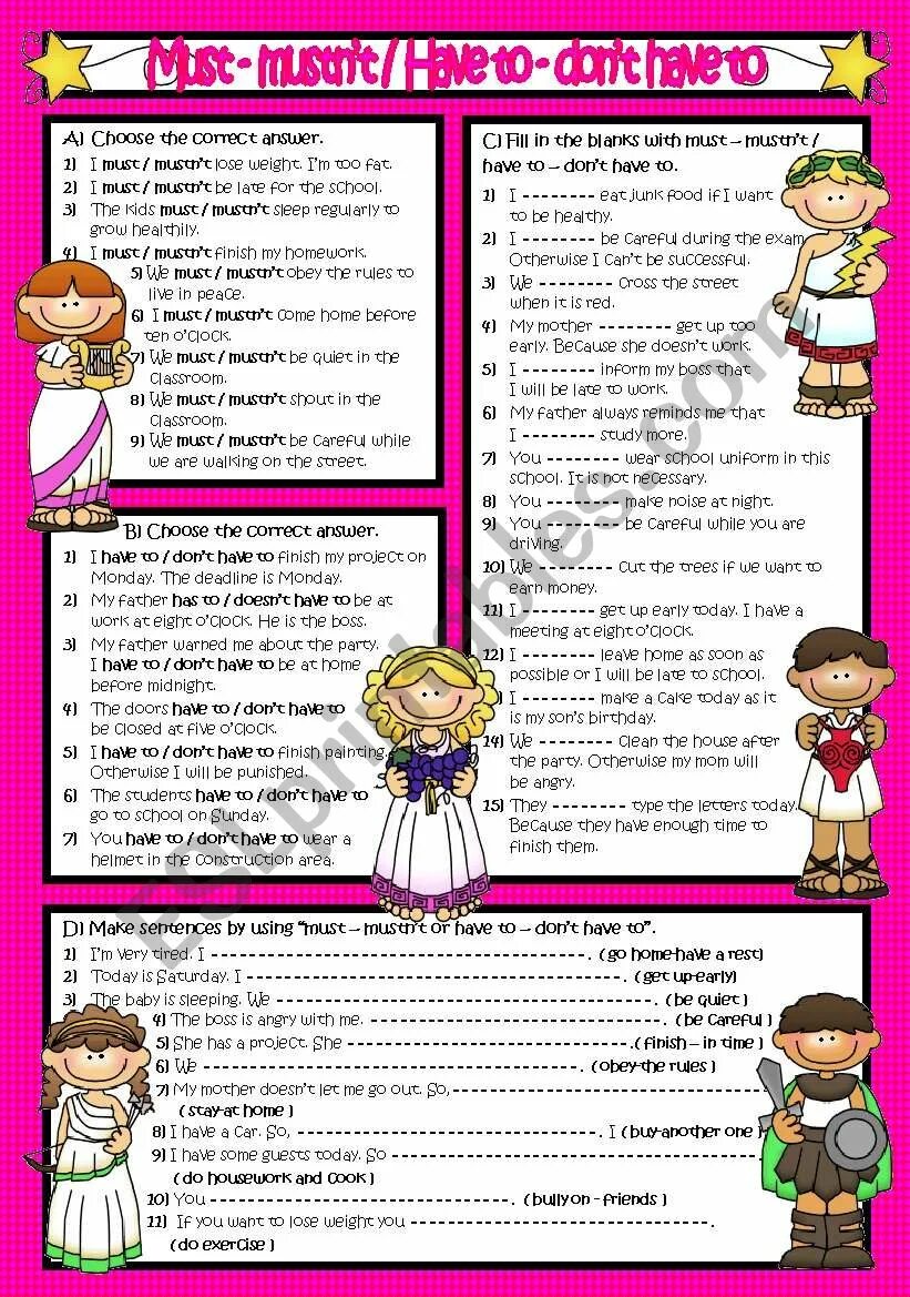 Must mustn t have to упражнения. Must mustn't have to don't have to Worksheets. Mustn't don't have to правило. Must have to should упражнения. Must have to exercises.