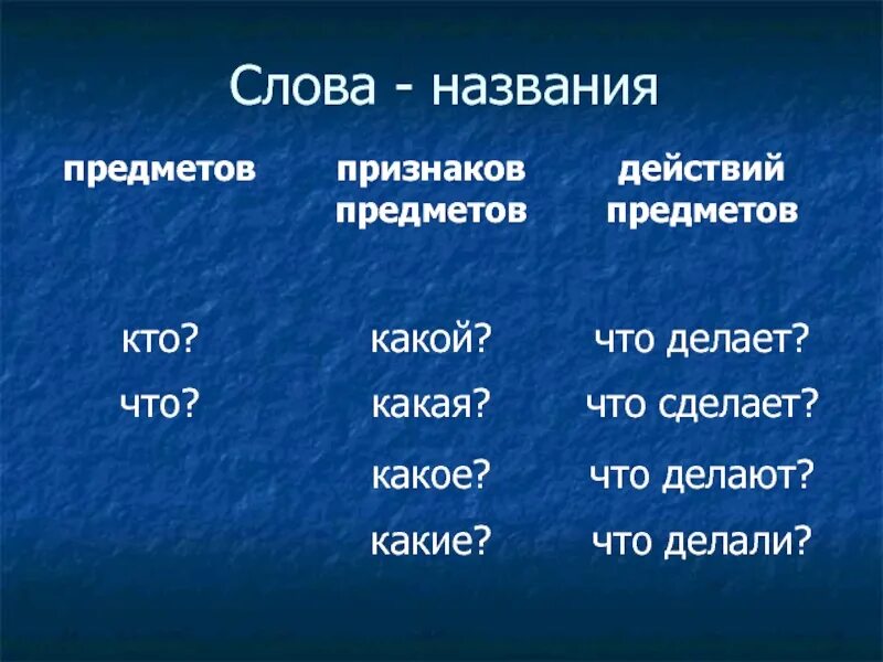 Слова названия. Слова называющие предметы. Названия предметов кто что. Слова названия действий предметов. Какое слово называет действие предметов